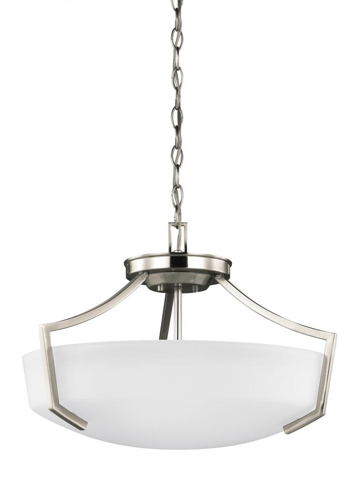 Hanford traditional 3-light LED indoor dimmable ceiling flush mount in brushed nickel silver finish