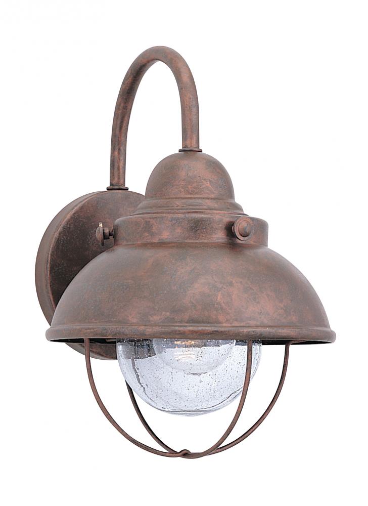 Sebring transitional 1-light outdoor exterior small wall lantern sconce in weathered copper finish w