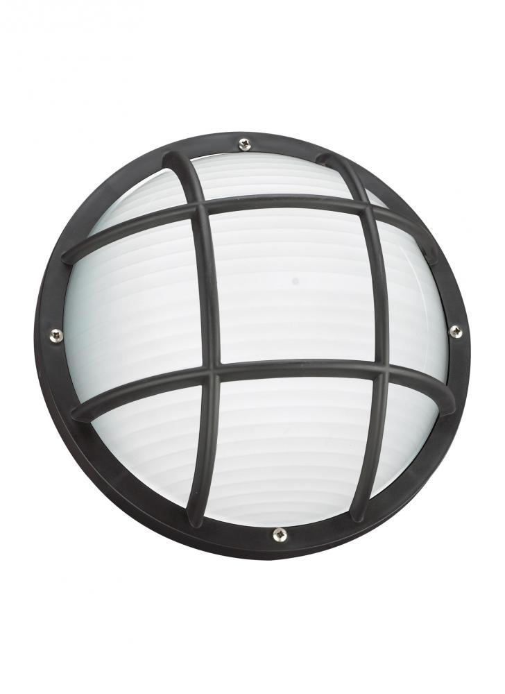 Bayside traditional 1-light LED outdoor exterior wall or ceiling mount in black finish with polycarb