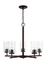 Generation Lighting 31171-710 - Oslo indoor dimmable 5-light chandelier in a bronze finish with a clear seeded glass shade