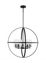 Generation Lighting 3124675-112 - Alturas indoor dimmable 5-light single tier chandelier in midnight black finish with spherical steel