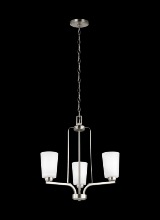 Generation Lighting 3128903-962 - Franport transitional 3-light indoor dimmable ceiling chandelier pendant light in brushed nickel sil