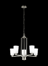 Generation Lighting 3128905-962 - Franport transitional 5-light indoor dimmable ceiling chandelier pendant light in brushed nickel sil