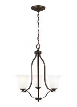 Generation Lighting 3139003-710 - Emmons traditional 3-light indoor dimmable ceiling chandelier pendant light in bronze finish with sa