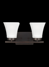 Generation Lighting 4411602-710 - Bayfield contemporary 2-light indoor dimmable bath vanity wall sconce in bronze finish with satin et