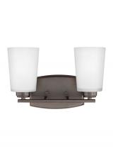 Generation Lighting 4428902-710 - Franport transitional 2-light indoor dimmable bath vanity wall sconce in bronze finish with etched w