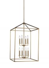 Generation Lighting 5115008-848 - Perryton transitional 8-light indoor dimmable large ceiling pendant hanging chandelier light in sati