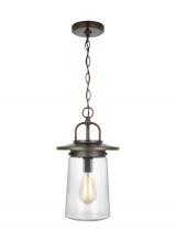 Generation Lighting 6208901-71 - Tybee traditional 1-light outdoor exterior pendant in antique bronze finish with clear glass shade