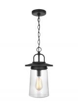 Generation Lighting 6208901EN7-12 - Tybee casual 1-light LED outdoor exterior ceiling hanging pendant in black finish with clear glass s