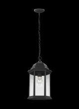 Generation Lighting 6238701-12 - Sevier traditional 1-light outdoor exterior ceiling hanging pendant in black finish with clear glass