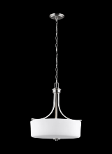 Generation Lighting 6528803-962 - Canfield modern 3-light indoor dimmable ceiling pendant hanging chandelier pendant light in brushed