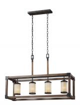 Generation Lighting 6613304-846 - Dunning contemporary 4-light indoor dimmable linear ceiling chandelier pendant light in stardust fin