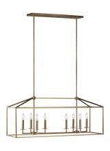 Generation Lighting 6615008-848 - Perryton transitional 8-light indoor dimmable linear ceiling chandelier pendant light in satin brass