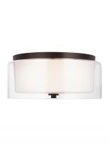 Generation Lighting 7537302-710 - Elmwood Park traditional 2-light indoor dimmable ceiling semi-flush mount in bronze finish with sati