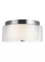 Generation Lighting 7537302-962 - Elmwood Park traditional 2-light indoor dimmable ceiling semi-flush mount in brushed nickel silver f