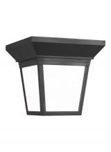 Generation Lighting 7546701-12 - Lavon modern 1-light outdoor exterior ceiling ceiling flush mount in black finish with smooth white