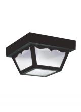Generation Lighting 7569EN3-32 - Outdoor Ceiling traditional 2-light LED outdoor exterior ceiling flush mount in black finish with cl