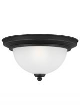 Generation Lighting 77063-112 - Geary transitional 1-light indoor dimmable ceiling flush mount fixture in midnight black finish with