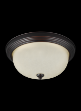Generation Lighting 77063EN3-710 - Geary transitional 1-light LED indoor dimmable ceiling flush mount fixture in bronze finish with amb