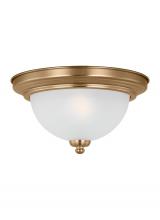 Generation Lighting 77063EN3-848 - Geary traditional indoor dimmable LED 1-light ceiling flush mount in satin brass with a satin etched
