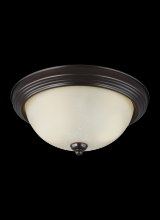 Generation Lighting 77064-710 - Geary transitional 2-light indoor dimmable ceiling flush mount fixture in bronze finish with amber s