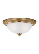 Generation Lighting 77064-848 - Geary traditional indoor dimmable 2-light ceiling flush mount in satin brass with a satin etched gla