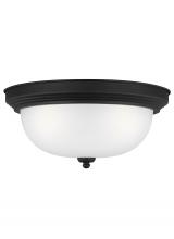 Generation Lighting 77065-112 - Geary transitional 3-light indoor dimmable ceiling flush mount fixture in midnight black finish with