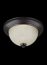 Generation Lighting 77065-710 - Geary transitional 3-light indoor dimmable ceiling flush mount fixture in bronze finish with amber s