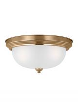 Generation Lighting 77065-848 - Geary traditional indoor dimmable 3-light ceiling flush mount in satin brass with a satin etched gla