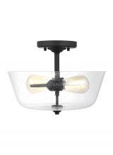 Generation Lighting 7714502-112 - Belton transitional 2-light indoor dimmable ceiling semi-flush mount in midnight black finish with c