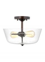 Generation Lighting 7714502-710 - Belton transitional 2-light indoor dimmable ceiling semi-flush mount in bronze finish with clear see