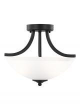 Generation Lighting 7716502-112 - Geary transitional 2-light indoor dimmable ceiling flush mount fixture in midnight black finish with