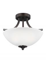 Generation Lighting 7716502-710 - Geary transitional 2-light indoor dimmable ceiling flush mount fixture in bronze finish with satin e