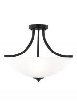 Generation Lighting 7716503-112 - Geary transitional 3-light indoor dimmable ceiling flush mount fixture in midnight black finish with