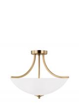 Generation Lighting 7716503-848 - Geary traditional indoor dimmable medium 3-light semi-flush convertible pendant in satin brass finis