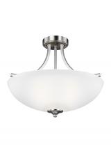 Generation Lighting 7716503-962 - Geary transitional 3-light indoor dimmable ceiling flush mount fixture in brushed nickel silver fini