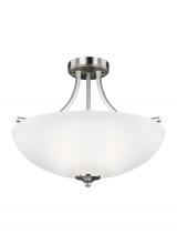 Generation Lighting 7716503EN3-962 - Geary transitional 3-light LED indoor dimmable ceiling flush mount fixture in brushed nickel silver