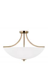 Generation Lighting 7716504EN3-848 - Geary traditional indoor dimmable LED large 4-light semi-flush convertible pendant in satin brass fi