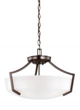 Generation Lighting 7724503EN3-710 - Hanford traditional 3-light LED indoor dimmable ceiling flush mount in bronze finish with satin etch
