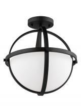 Generation Lighting 7724602-112 - Alturas indoor dimmable 2-light semi-flush convertible pendant in a midnight black finish and etched