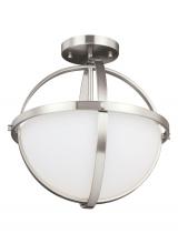 Generation Lighting 7724602EN3-962 - Alturas contemporary 2-light LED indoor dimmable ceiling semi-flush mount in brushed nickel silver f