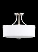 Generation Lighting 7728803-962 - Canfield modern 3-light indoor dimmable ceiling semi-flush mount in brushed nickel silver finish wit