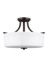 Generation Lighting 7728803EN3-710 - Canfield modern 3-light LED indoor dimmable ceiling semi-flush mount in bronze finish with etched wh