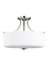 Generation Lighting 7728803EN3-962 - Canfield modern 3-light LED indoor dimmable ceiling semi-flush mount in brushed nickel silver finish