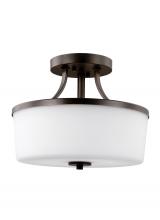 Generation Lighting 7739102EN3-710 - Hettinger transitional 2-light LED indoor dimmable ceiling flush mount in bronze finish with etched