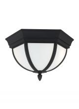 Generation Lighting 79136EN3-12 - Wynfield traditional 2-light LED outdoor exterior ceiling ceiling flush mount in black finish with e