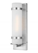 Generation Lighting 8518301EN3-04 - Alban modern 1-light LED outdoor exterior small round wall lantern sconce in satin aluminum silver f