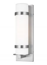 Generation Lighting 8618301EN3-04 - Alban modern 1-light LED outdoor exterior medium round wall lantern sconce in satin aluminum silver
