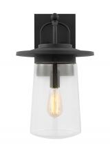 Generation Lighting 8708901EN7-12 - Tybee casual 1-light LED outdoor exterior large wall lantern sconce in black finish with clear glass