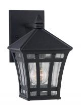 Generation Lighting 88131-12 - Herrington transitional 1-light outdoor exterior small wall lantern sconce in black finish with clea